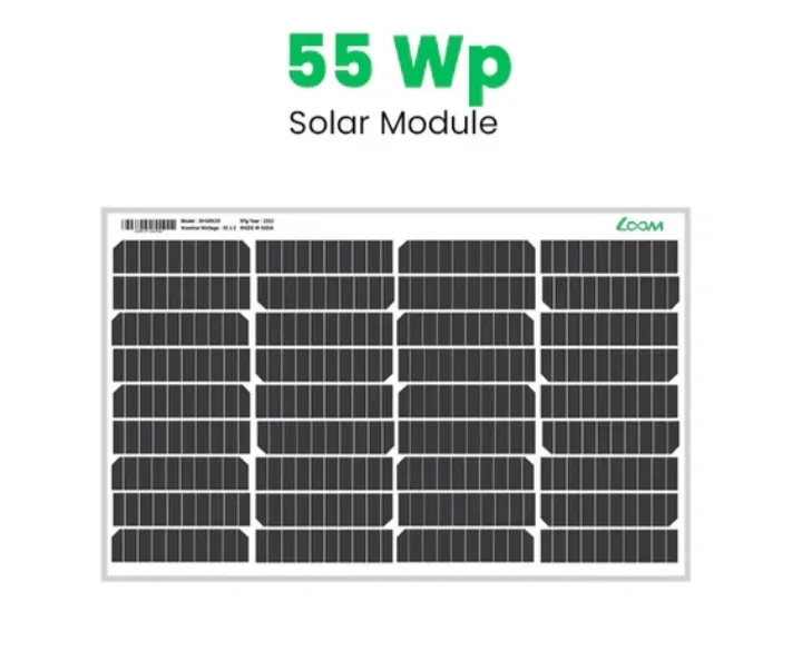 LOOM SOLAR MONO PERC , HALF CUT 55 WP , 12V PORTABLE SOLAR PANAL FOR HOME LIGHTING SYSTEM AND PROJECTS